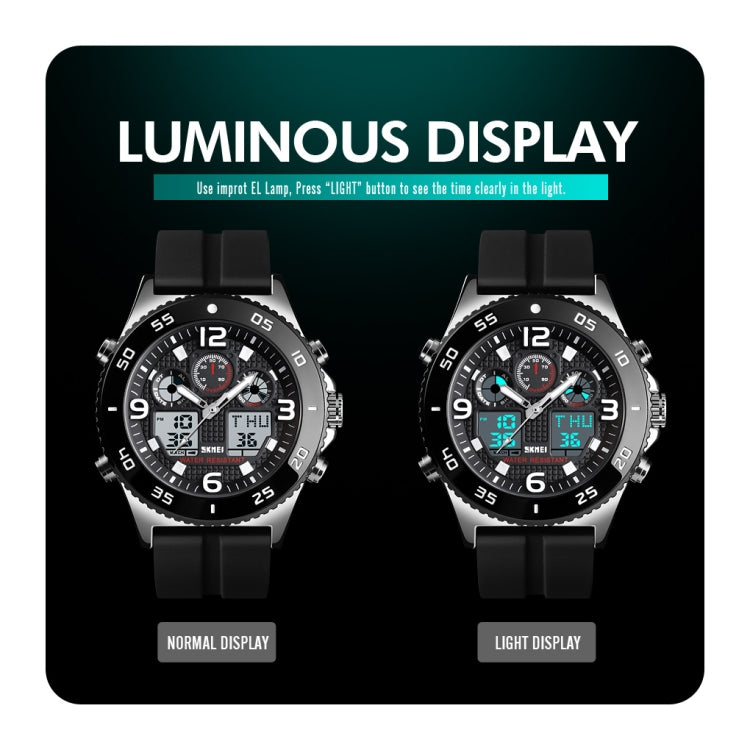 SKMEI 1538 Multi-Function Time Large Dial Steel Belt Men  Casual Sports Electronic Watch(Black-Silicone Belt) - free shipping - PMC TechLife - Order now!