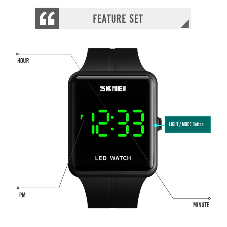 SKMEI 1541 Fashion Led Watch Square Couple Model Waterproof Electronic Watch Silicone Watch(Blue) - free shipping - PMC TechLife - Order now!