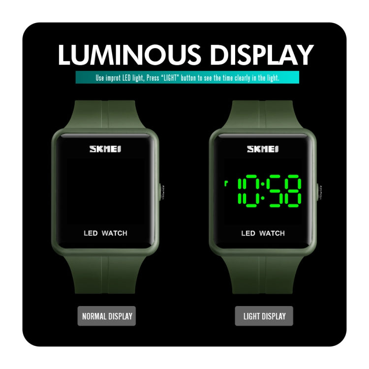 SKMEI 1541 Fashion Led Watch Square Couple Model Waterproof Electronic Watch Silicone Watch(Red) - free shipping - PMC TechLife - Order now!