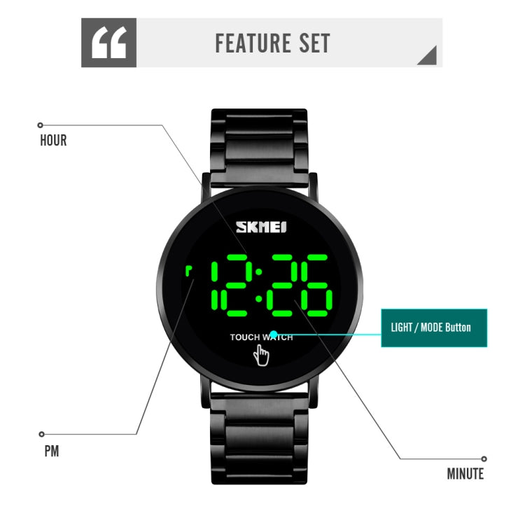 SKMEI 1550 Simple and Stylish LED Touch Screen Men  Watch Waterproof Stainless Steel With Electronic Watch(Silver) - free shipping - PMC TechLife - Order now!