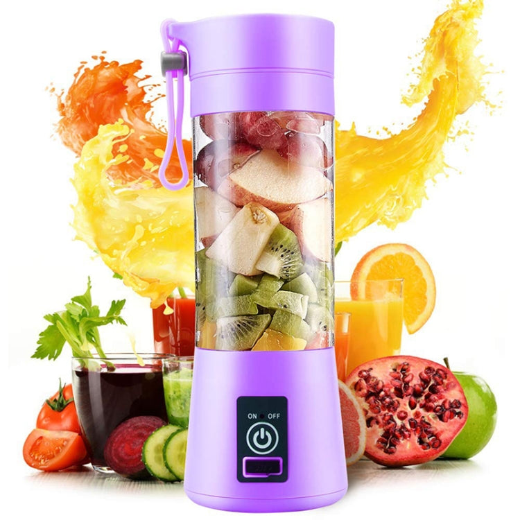 USB Rechargeable Electric Automatic Vegetable Fruit Citrus Orange Juice Maker Cup Mixer Bottle (380ML)(4 Blades Purple) - free shipping - PMC TechLife - Order now!