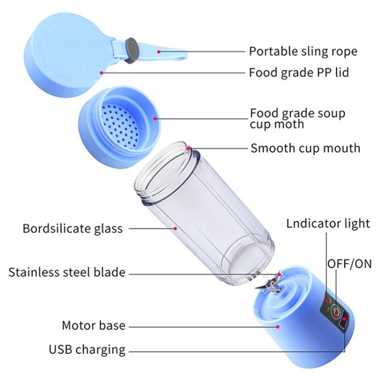USB Rechargeable Electric Automatic Vegetable Fruit Citrus Orange Juice Maker Cup Mixer Bottle (380ML)(4 Blades Green) - free shipping - PMC TechLife - Order now!