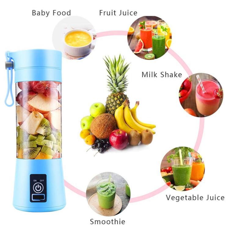 USB Rechargeable Electric Automatic Vegetable Fruit Citrus Orange Juice Maker Cup Mixer Bottle (380ML)(4 Blades Purple) - free shipping - PMC TechLife - Order now!