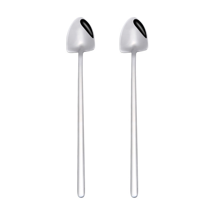 2 PCS Stainless Steel Spoon Creative Coffee Spoon Bar Ice Spoon Gold Plated Long Stirring Spoon, Style:Pointed Spoon, Color:Silver - free shipping - PMC TechLife - Order now!