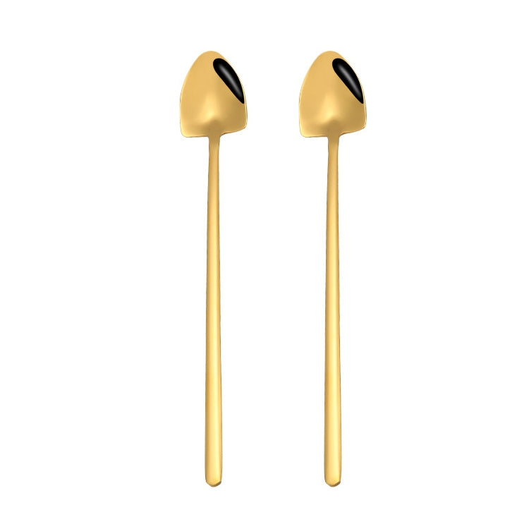 2 PCS Stainless Steel Spoon Creative Coffee Spoon Bar Ice Spoon Gold Plated Long Stirring Spoon, Style:Pointed Spoon, Color:Gold - free shipping - PMC TechLife - Order now!