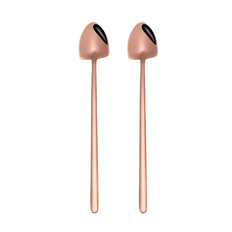 2 PCS Stainless Steel Spoon Creative Coffee Spoon Bar Ice Spoon Gold Plated Long Stirring Spoon, Style:Pointed Spoon, Color:Rose Gold - free shipping - PMC TechLife - Order now!