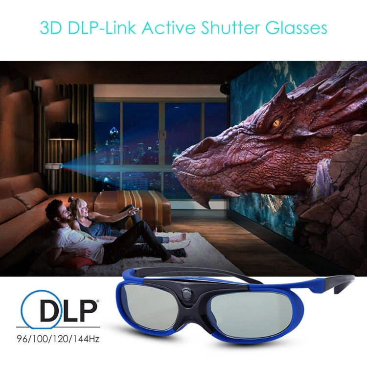 Active Shutter Rechargeable 3D Glasses Support 96HZ/120HZ/144HZ For XGIMI Z4X Z5 H1 JmGo G1 G3 X1 BenQ Acer & DLP LINK Projector - VR Headset by PMC Jewellery | Online Shopping South Africa | PMC Jewellery