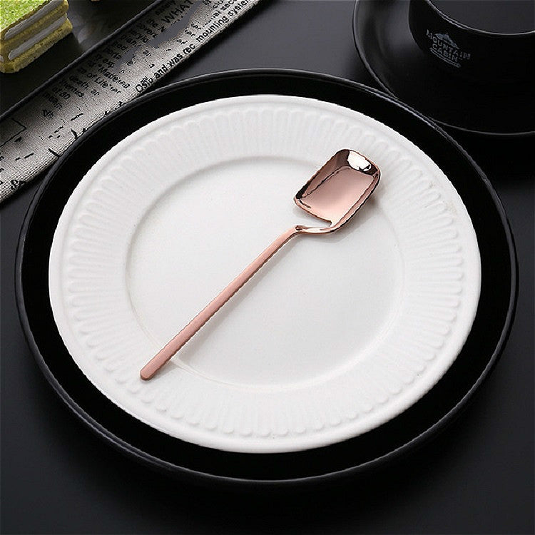 Stainless Steel V-shaped Wall Hanging Design Simple Coffee Spoon Fork Creative Long Handle Stirring Tableware, Style:Spoon, Color:Rose Gold - free shipping - PMC TechLife - Order now!