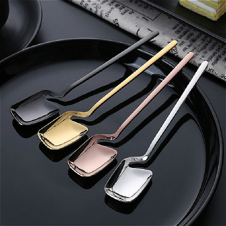 Stainless Steel V-shaped Wall Hanging Design Simple Coffee Spoon Fork Creative Long Handle Stirring Tableware, Style:Spoon, Color:Rose Gold - free shipping - PMC TechLife - Order now!