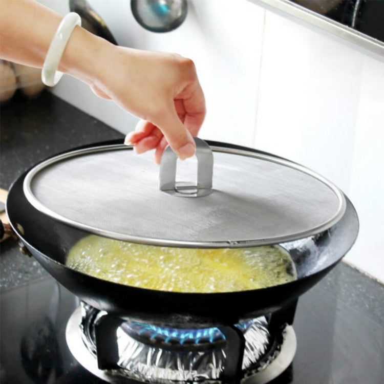 Stainless Steel Oil Proof Cover Fried Oil Splash Proof Net Cover Pizza Tray Kitchen Gadget, Size:33cm(Stainless steel) - Gadgets by PMC TechLife | Online Shopping South Africa | PMC TechLife | Buy Now Pay Later Mobicred