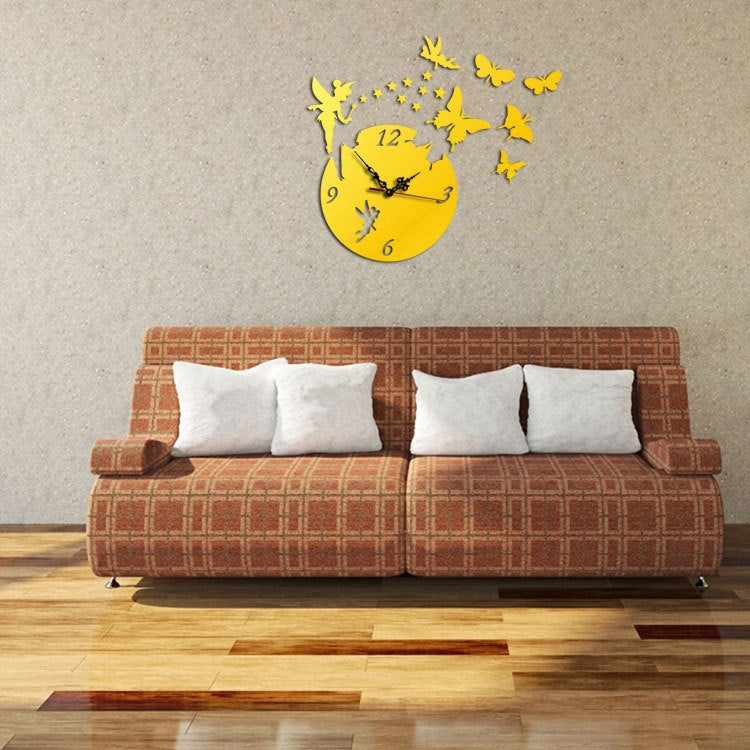 Butterfly Star 3D Acrylic Stereo Living Room Bedroom Decorating Mirror Wall Clock(Silver) - Wall Clock by PMc TechLife | Online Shopping South Africa | PMc TechLife | Buy Now Pay Later Mobicred