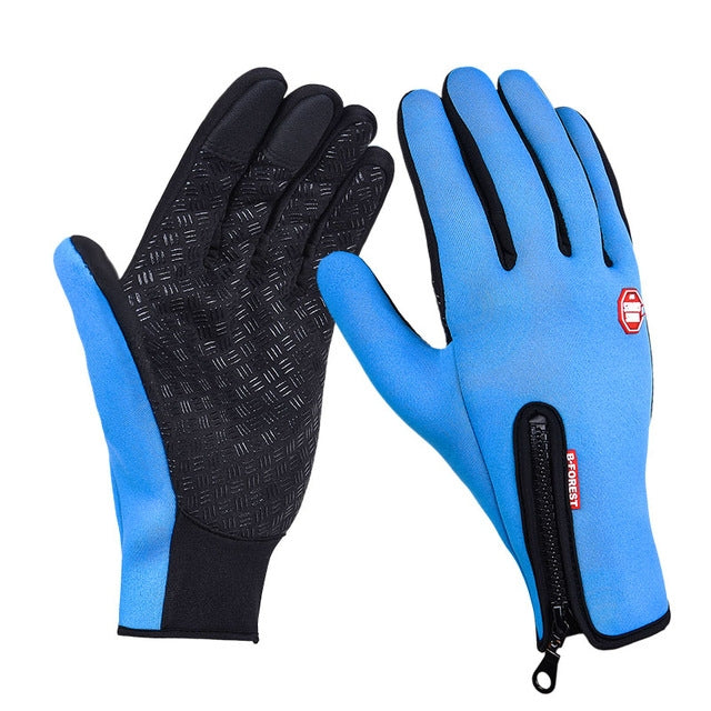 Outdoor Sports Hiking Winter Leather Soft Warm Bike Gloves For Men Women, Size:XL (Blue) - Full Finger Gloves by qepae | Online Shopping South Africa | PMC TechLife | Buy Now Pay Later Mobicred