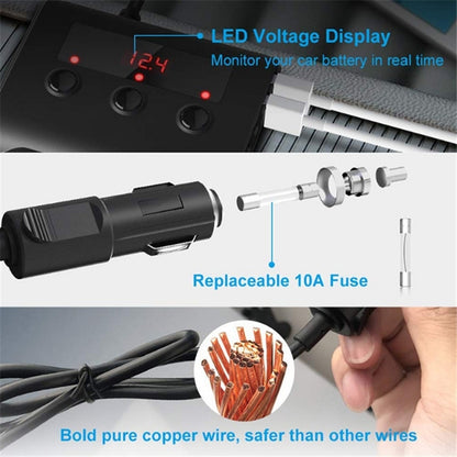 TR12 3 in 1 100W 4USB Car Cigarette Lighter with Switch Voltage Display(Black Red) - Cigar Socket by PMC Jewellery | Online Shopping South Africa | PMC Jewellery | Buy Now Pay Later Mobicred