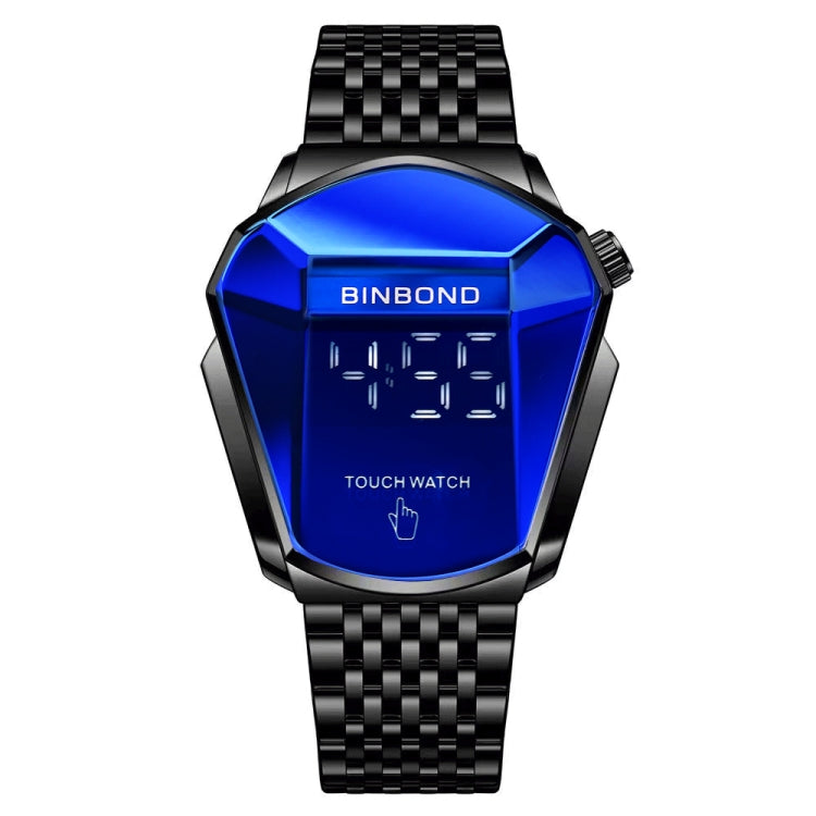 BINBOND Locomotive Concept Touch Screen Steel Belt Watch Men Live Black Technology Watch(Black Steel Blue) - free shipping - PMC TechLife - Order now!