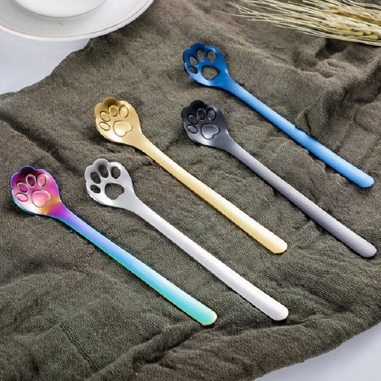 Stainless Steel Creative Cat Claw Coffee Spoon Dessert Cake Spoon, Style:Cat Claw Spoon, Color:Rose Gold - free shipping - PMC TechLife - Order now!