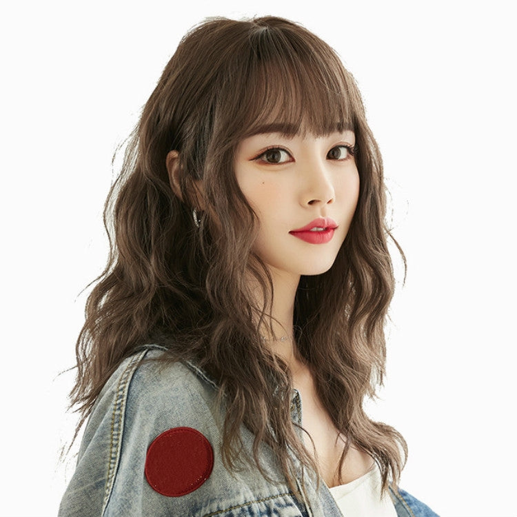Women's Wool Long Hair With Bangs Natural Fluffy Wig, Color:Haze Blue (Black On Top) 54CM - free shipping - PMC TechLife - Order now!