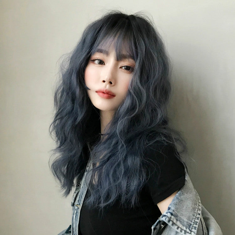 Women's Wool Long Hair With Bangs Natural Fluffy Wig, Color:Cold Brown 54CM - free shipping - PMC TechLife - Order now!