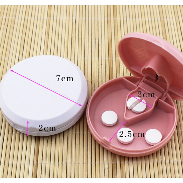 Round Medicine Cutter Stainless Steel Blade Plastic Medicine Dispensing Box(White) - free shipping - PMC TechLife - Order now!