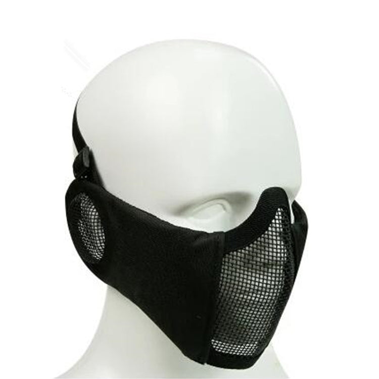 WoSporT Half Face Metal Net Field  Ear Protection Outdoor Cycling Steel Mask(Black) - Protective Helmet & Masks by PMC TechLife | Online Shopping South Africa | PMC TechLife | Buy Now Pay Later Mobicred