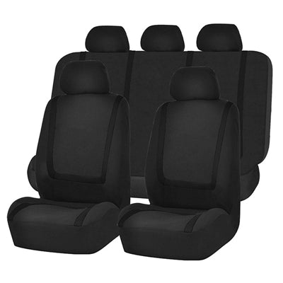 Universal Car Seat Cover Polyester Fabric Automobile Seat Covers Car Seat Cover Vehicle Seat Protector Interior Accessories 9pcs Set Black - Seat Accessories by PMC Jewellery | Online Shopping South Africa | PMC Jewellery | Buy Now Pay Later Mobicred