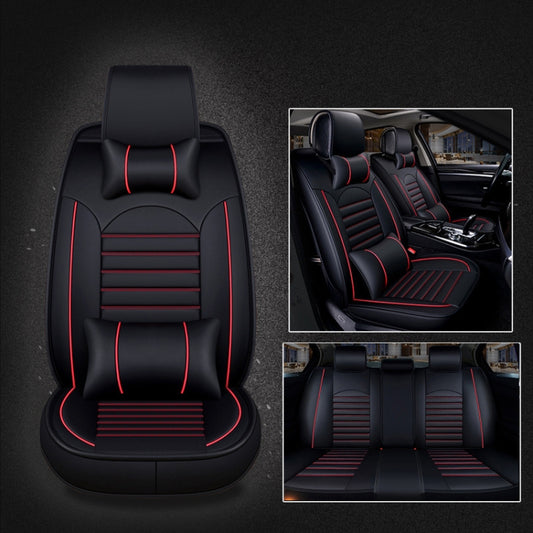 Universal PU Leather Car Seat Cover Black Red Deluxe - Seat Accessories by PMC Jewellery | Online Shopping South Africa | PMC Jewellery | Buy Now Pay Later Mobicred