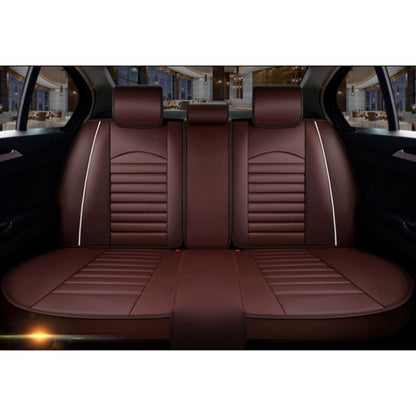 Universal PU Leather Car Seat Cover Coffee Deluxe - Seat Accessories by PMC Jewellery | Online Shopping South Africa | PMC Jewellery | Buy Now Pay Later Mobicred