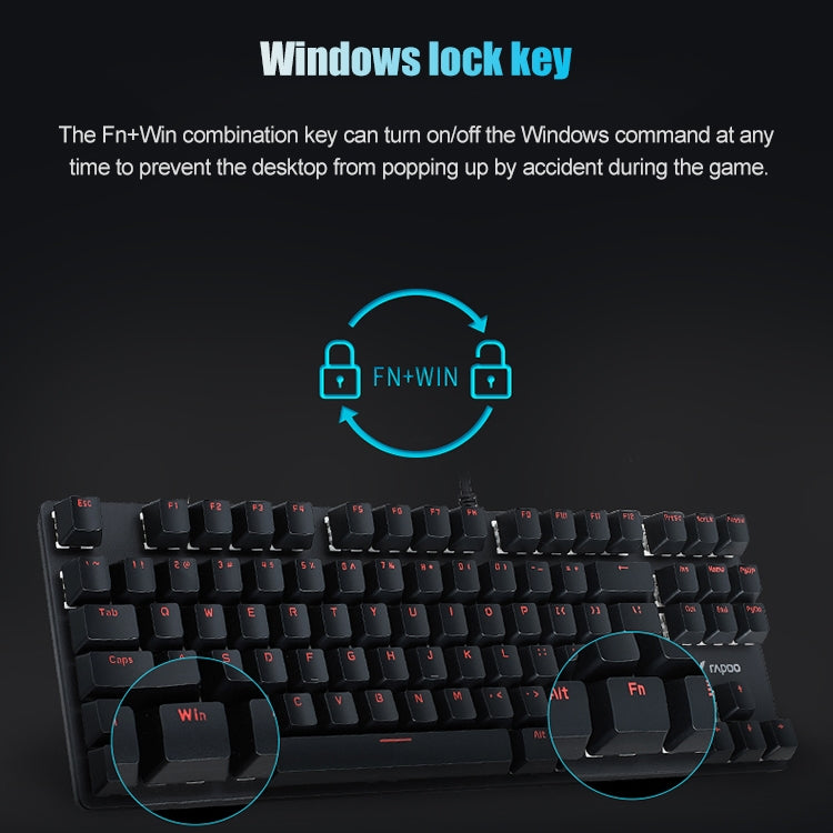 Rapoo V500 87-keys Alloy Edition Desktop Laptop Computer Game Esports Office Home Typing Metal Wired Mechanical Keyboard without Backlight,(Black Shaft) - Wired Keyboard by Rapoo | Online Shopping South Africa | PMC Jewellery | Buy Now Pay Later Mobicred