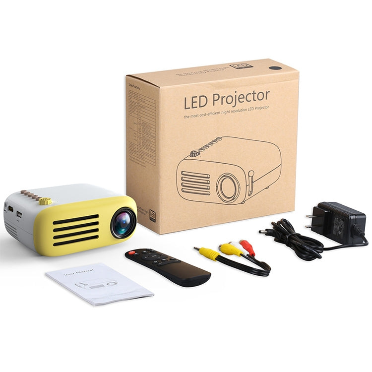 YG200 Portable LED Pocket Mini Projector AV SD HDMI Video Movie Game Home Theater Video Projector, US Plug(Yellow and White) - LED Projector by PMC Jewellery | Online Shopping South Africa | PMC Jewellery | Buy Now Pay Later Mobicred