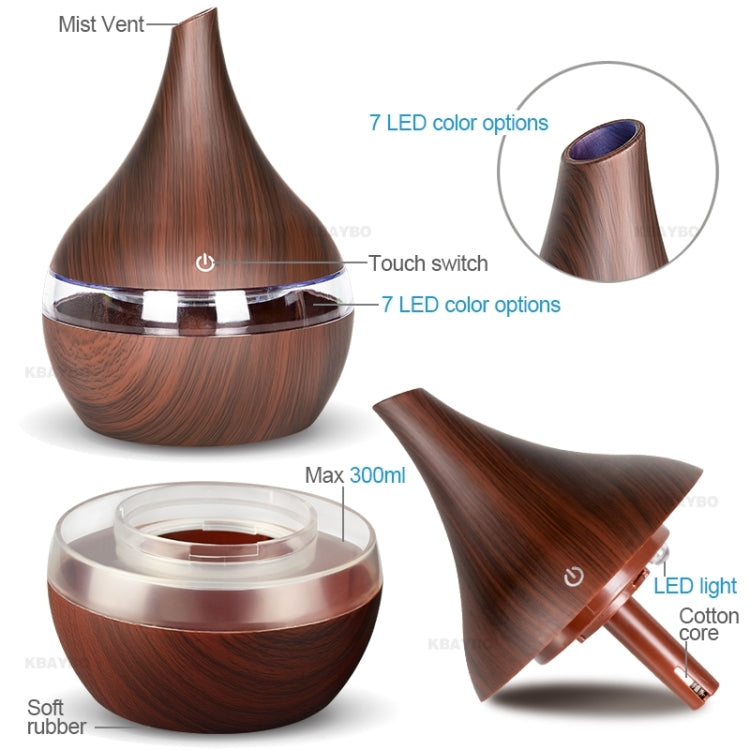 300ml USB Electric Aroma Air Diffuser Wood Ultrasonic Air Humidifier Essential Oil Aromatherapy Cool Mist Maker(Flat Mouth Light Wood Grain) - free shipping - PMC TechLife - Order now!