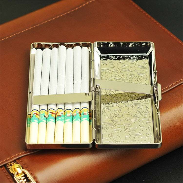 Fine Cigarette Case Double-sided 14 Sticks Portable Metal Extension Cigarette Case(Silver) - Cigarette Box & Ashtrays by PMC Jewellery | Online Shopping South Africa | PMC Jewellery