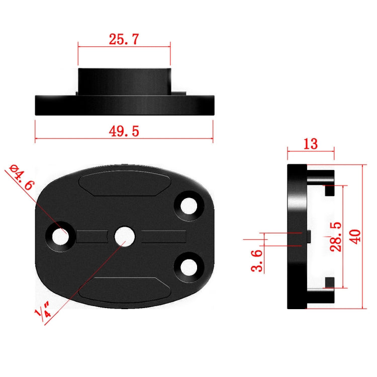 4 Holes Aluminum Quick Release Tripod Mount Base For Sports Camera, Color: Black Embedded Nut - Helmet Mount by PMC Jewellery | Online Shopping South Africa | PMC Jewellery | Buy Now Pay Later Mobicred