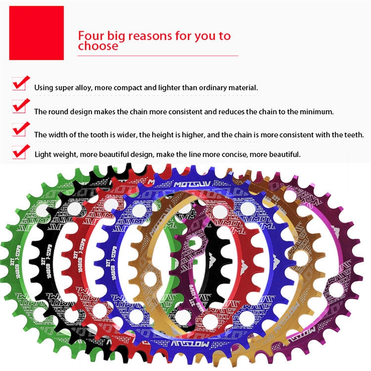MOTSUV Narrow Wide Chainring MTB  Bicycle 104BCD Tooth Plate Parts(Green) - Bicycle Brake Parts by MOTSUV | Online Shopping South Africa | PMC TechLife | Buy Now Pay Later Mobicred