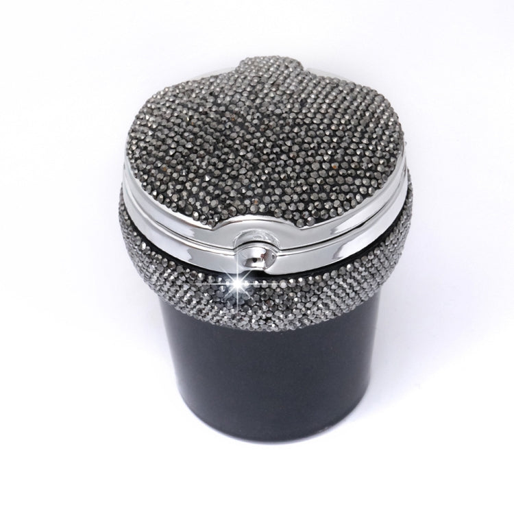 Studded Diamond Car Ashtray with Led Lamp(Bright Black) - Ashtrays by PMC Jewellery | Online Shopping South Africa | PMC Jewellery | Buy Now Pay Later Mobicred