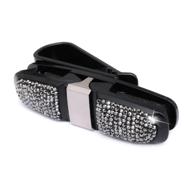 Diamond Mounted Rotating Car Glasses Clip Card Paper Holder Clips(Bright Black) - Sunglasses & Glasses Clips by Dabond | Online Shopping South Africa | PMC Jewellery | Buy Now Pay Later Mobicred