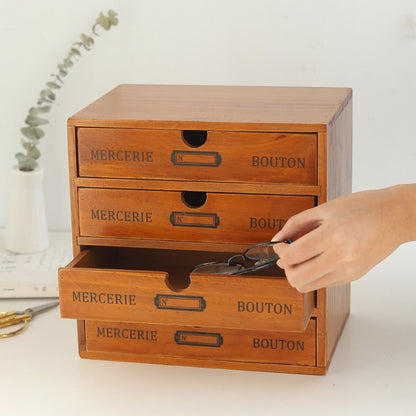 One Pumping  Retro Wooden Drawer Storage Cabinet Desk - Storage Boxes by PMC Jewellery | Online Shopping South Africa | PMC Jewellery