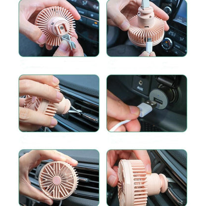 Car Vent Fan Multi-function USB Interface Mini LED Lamp Car Fan(Black) - Heating & Fans by PMC Jewellery | Online Shopping South Africa | PMC Jewellery