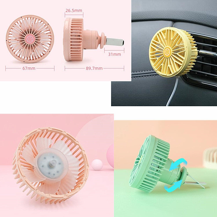 Car Vent Fan Multi-function USB Interface Mini LED Lamp Car Fan(Green) - Heating & Fans by PMC Jewellery | Online Shopping South Africa | PMC Jewellery | Buy Now Pay Later Mobicred