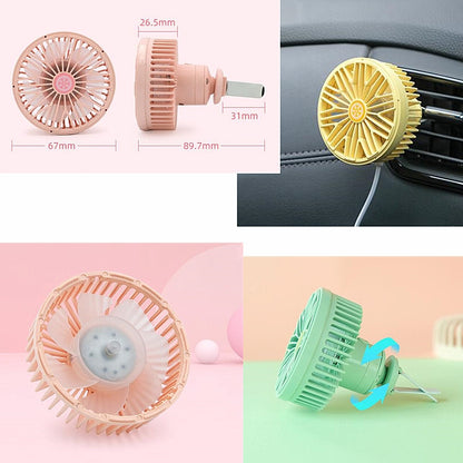 Car Vent Fan Multi-function USB Interface Mini LED Lamp Car Fan(Green) - Heating & Fans by PMC Jewellery | Online Shopping South Africa | PMC Jewellery | Buy Now Pay Later Mobicred