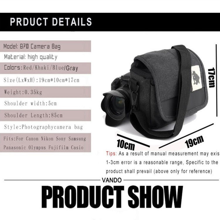 Universal DSLR Camera Shoulder Bag Canvas Photo Handbag, External size: 19 x 17 x 10mm(Black) - free shipping - PMC TechLife - Order now!