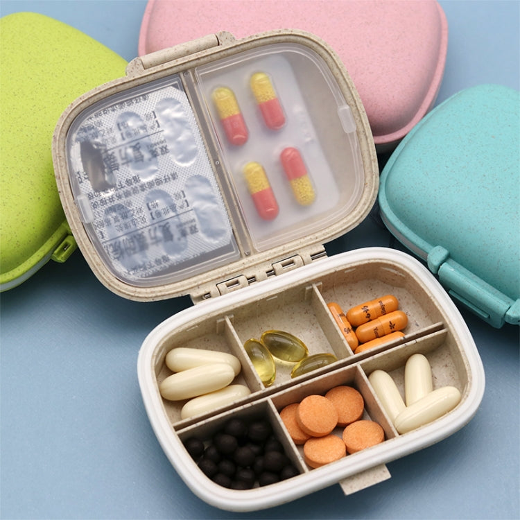 3 PCS 8-Grid Double-layer Portable Mini Straw Pill Storage Box(Wheat Blue) - free shipping - PMC TechLife - Order now!