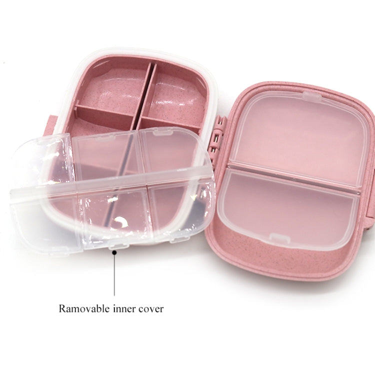 3 PCS 8-Grid Double-layer Portable Mini Straw Pill Storage Box(Wheat Beige) - free shipping - PMC TechLife - Order now!