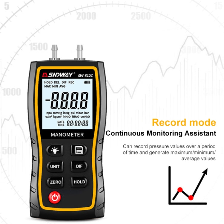 SNDWAY SW512 High Precision Digital Positive and Negative Differential Pressure Tester - Other Tester Tool by SNDWAY | Online Shopping South Africa | PMC Jewellery | Buy Now Pay Later Mobicred