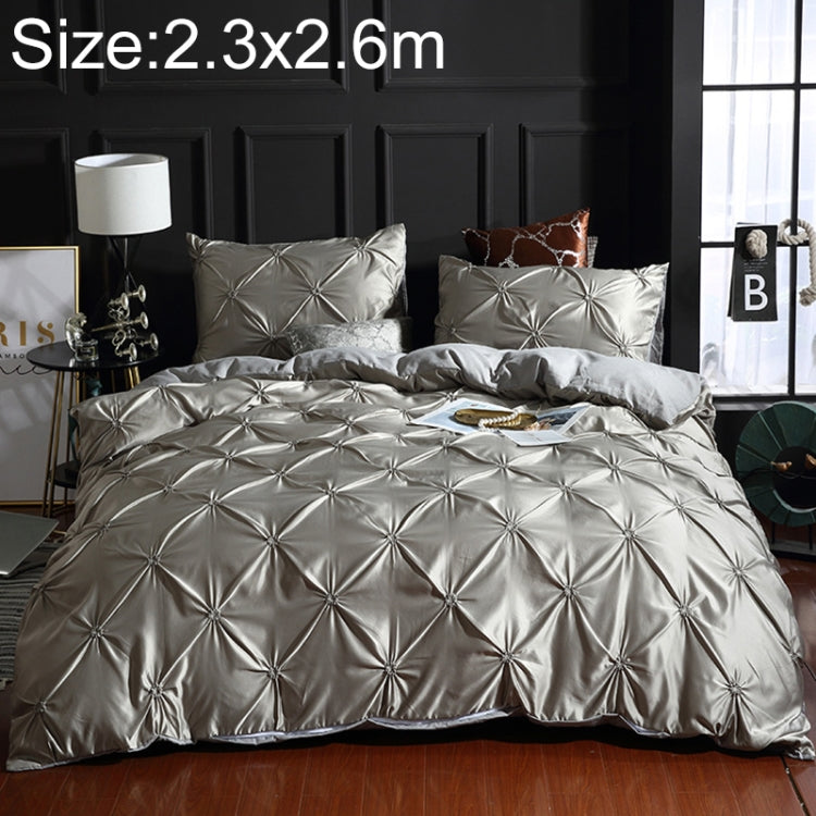 Washed Silk Flower Quilt Cover Bed Linings, Size:2.3x2.6m Three Piece Set(Silver Grey) - Bedding by PMC Jewellery | Online Shopping South Africa | PMC Jewellery