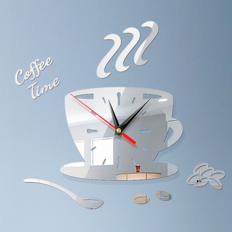 Home DIY 3D Stereo Decorative Fashion Coffee Wall Clock Acrylic Mirror Wall Sticker Coffee Clock(Silver) - DIY Clocks by PMc TechLife | Online Shopping South Africa | PMc TechLife | Buy Now Pay Later Mobicred