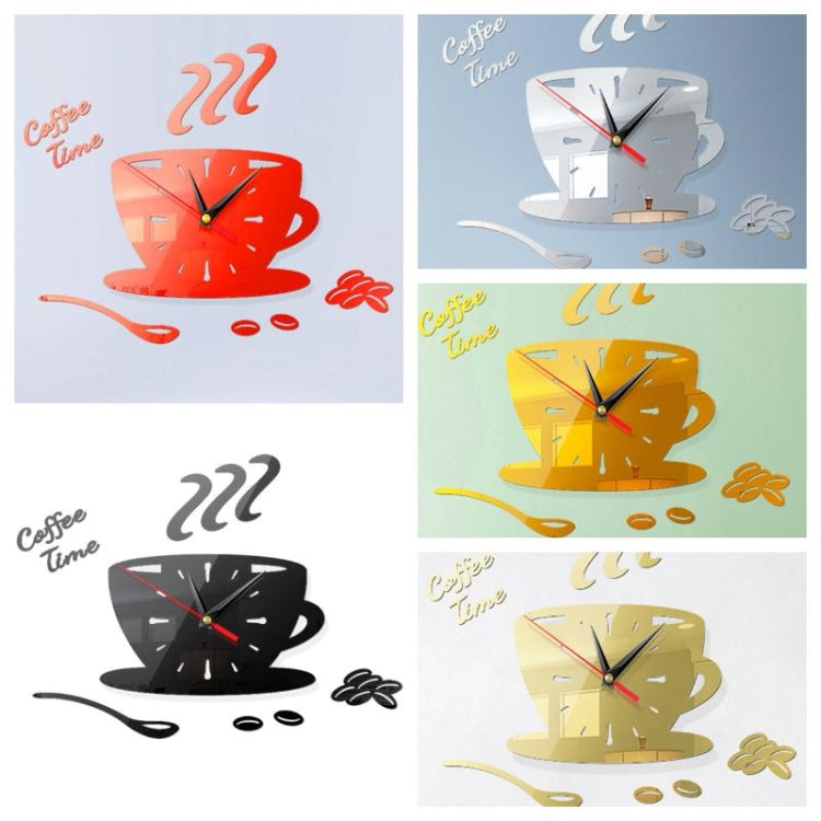 Home DIY 3D Stereo Decorative Fashion Coffee Wall Clock Acrylic Mirror Wall Sticker Coffee Clock(Silver) - DIY Clocks by PMc TechLife | Online Shopping South Africa | PMc TechLife | Buy Now Pay Later Mobicred