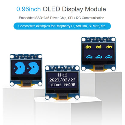 Waveshare 0.96 inch OLED Display Module, 128×64 Resolution, SPI / I2C Communication(C Yellow Blue) - Boards & Shields by Waveshare | Online Shopping South Africa | PMC Jewellery | Buy Now Pay Later Mobicred