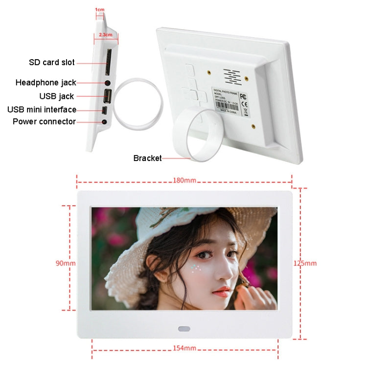 DPF-706 7 inch Digital Photo Frame LED Wall Mounted Advertising Machine, Plug:US Plug(White) - 1.5-7.0 inch by PMC Jewellery | Online Shopping South Africa | PMC Jewellery | Buy Now Pay Later Mobicred