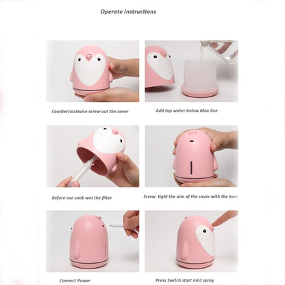 220ml Aroma Humidifier Cute Penguin USB Air Diffuser Home Office Car Mist Maker Air Purifier(Pink) - Air Purifiers & Accessories by PMC Jewellery | Online Shopping South Africa | PMC Jewellery | Buy Now Pay Later Mobicred