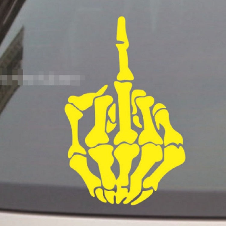10 PCS Anti-High Beam Car Sticker Middle Finger Despise Reflective Car Sticker Bones Motorcycle Sticker(Yellow) - Decorative Sticker by PMC TechLife | Online Shopping South Africa | PMC TechLife | Buy Now Pay Later Mobicred