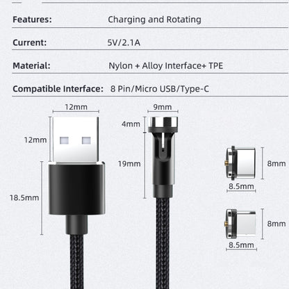 CC56 8Pin Magnetic Interface Dust Plug Rotating Data Charging Cable, Cbale Length: 2m(Silver) - Charging Cable & Head by PMC Jewellery | Online Shopping South Africa | PMC Jewellery | Buy Now Pay Later Mobicred